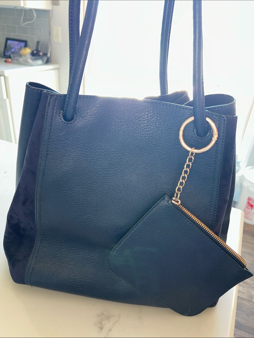 Classic Black Tote Bag with Zip Pouch